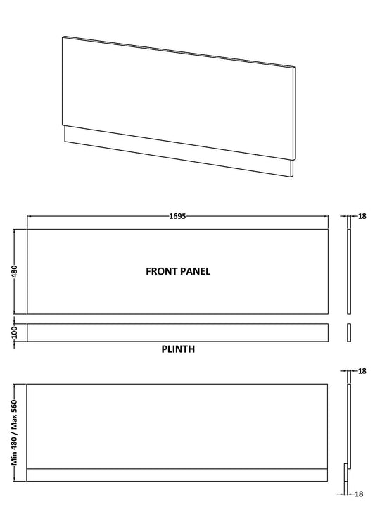 1700mm Bath Front Panel