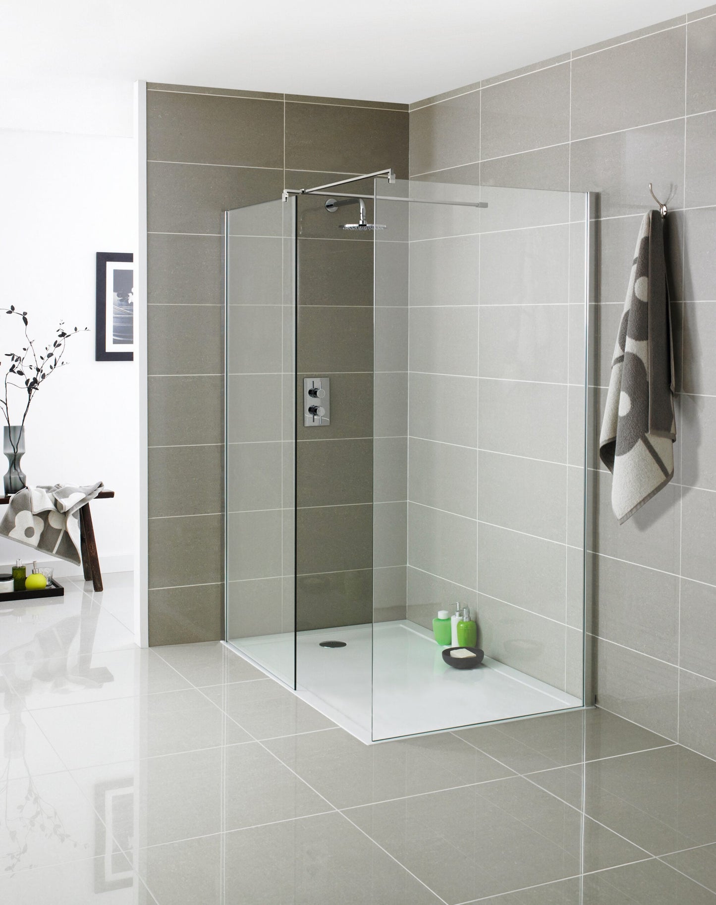 KV8 Wetroom Screen 1100x2000mm (GLASS ONLY) Profile and Support Arm Sold separately