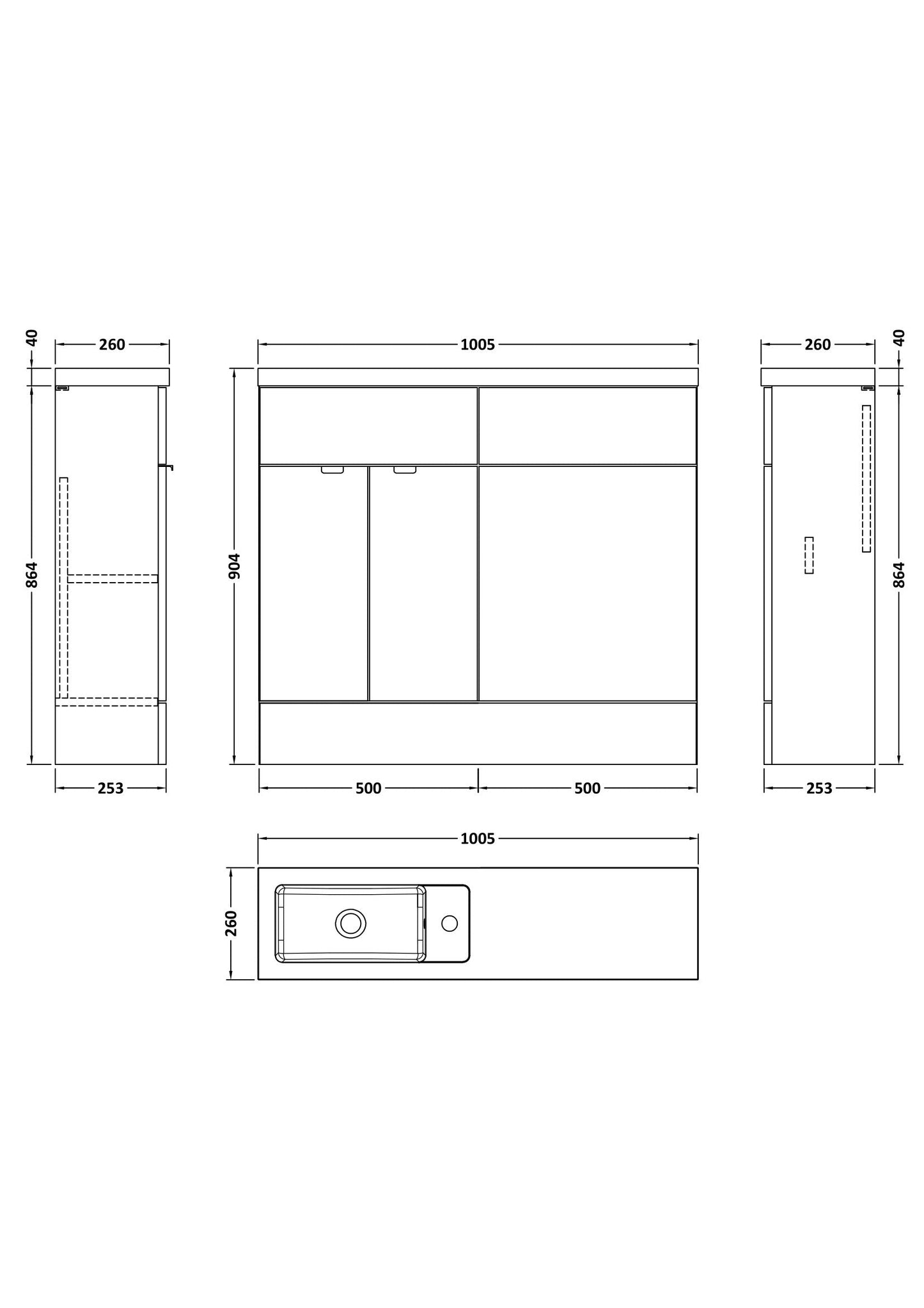 Hudson Reed Fusion 1005mm Gloss Grey 2 Door Vanity Unit & Toilet Combination With Soft Close Doors