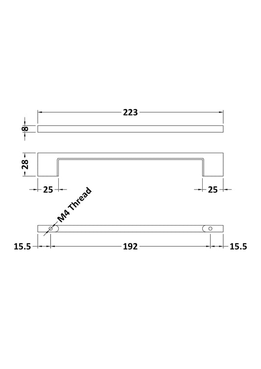 D Handle 192mm Centres