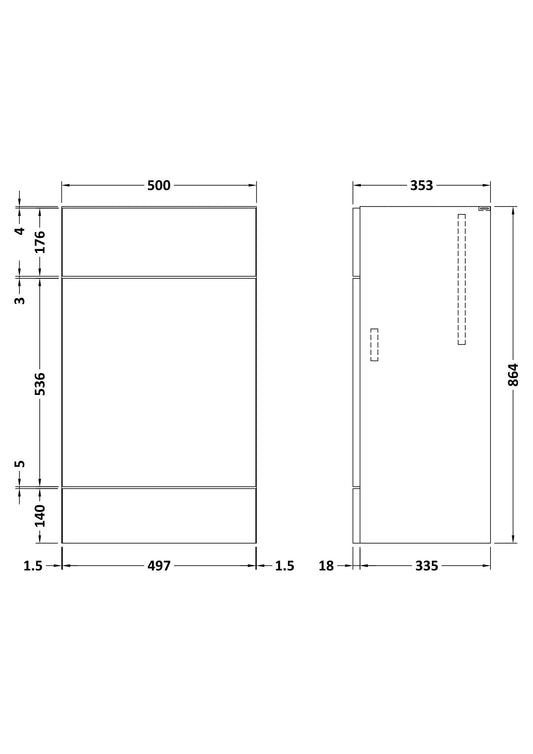 Fusion Fitted Floor Standing WC Unit 500mm
