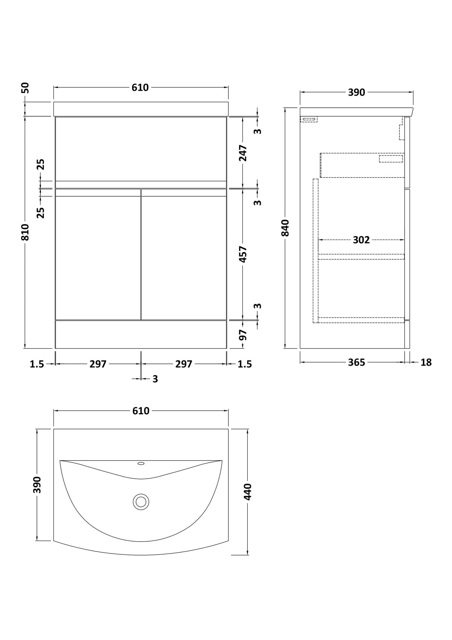 Hudson Reed Urban 600mm Satin Blue Vanity Unit With Basin