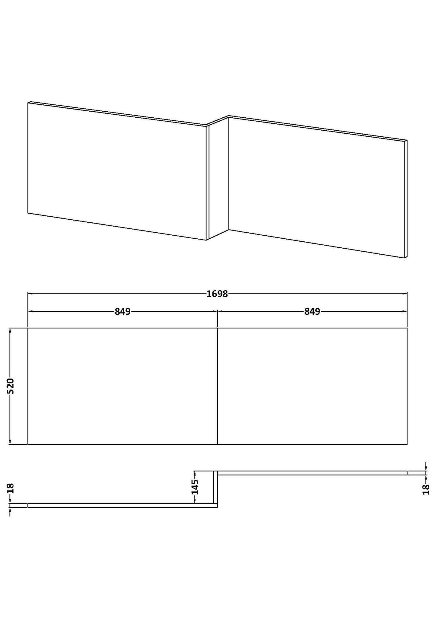 Square Shower Bath Front Panel