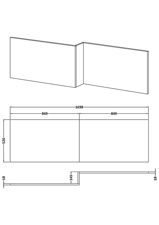 Square Shower Bath Front Panel - Fern Green