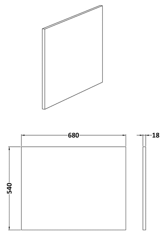 Urban L-Shape Square Shower Bath End Panel 700mm