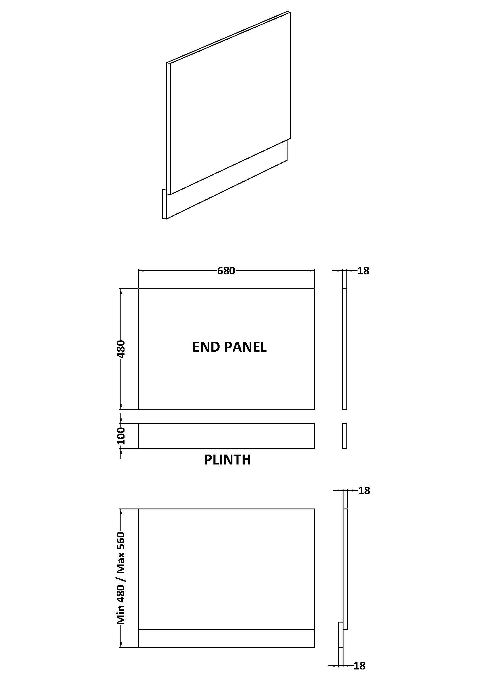 Fusion Bath End Panel & Plinth 700mm
