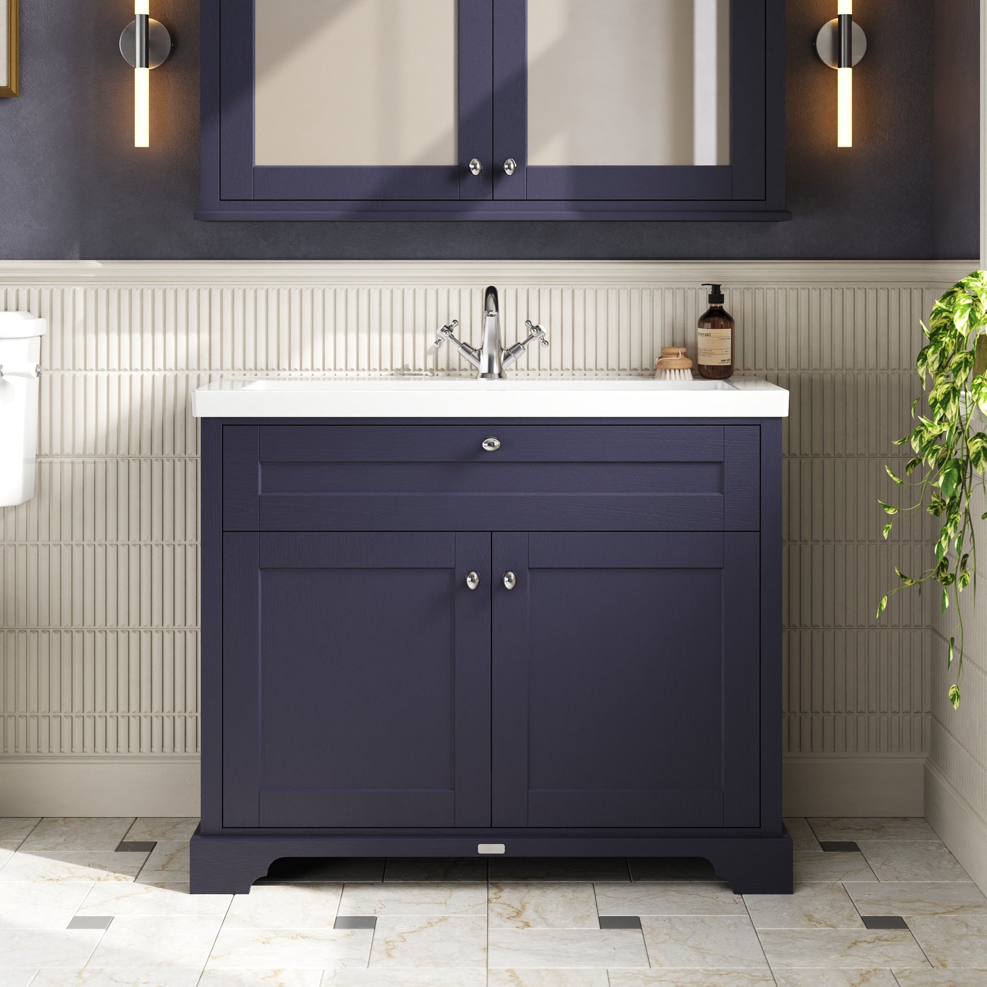 Old London 1000mm 2-Door Unit & Contemporary Fireclay Basin 1TH