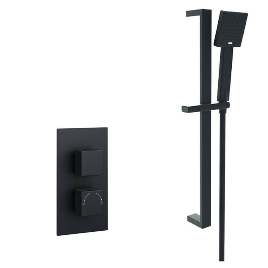 Nero Square Concealed Therm. Shower Valve Matt Black