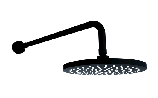 Nero Round Wall Mounted Fixed Head & Arm Matt Black