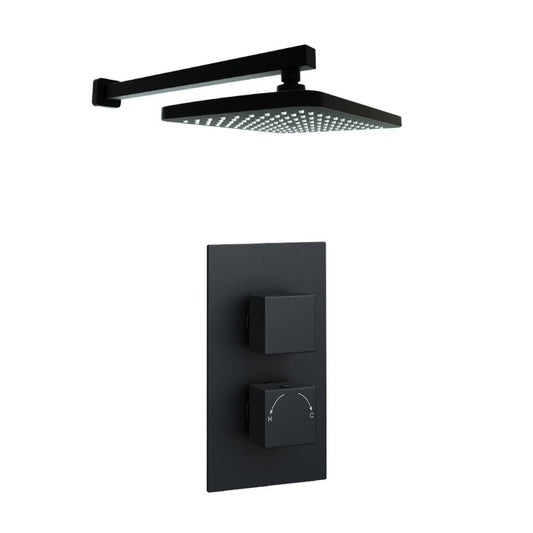 Nero Square Wall Mounted Fixed Head & Arm Matt Black