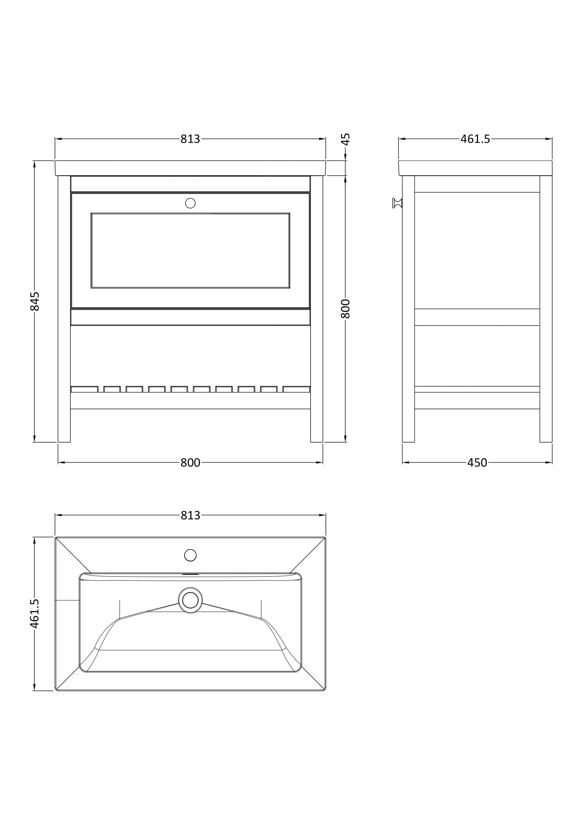 Hudson Reed Bexley 800mm Floor Standing Vanity Unit With 1 Tap Hole Basin