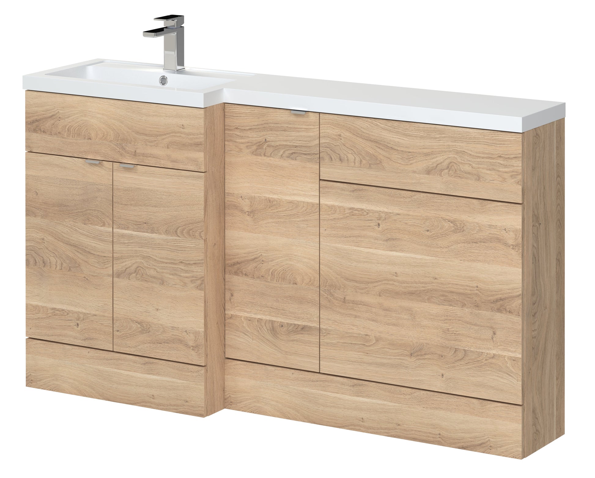 Hudson Reed Fusion 1500mm Left Hand Bleached Oak Combination Unit
