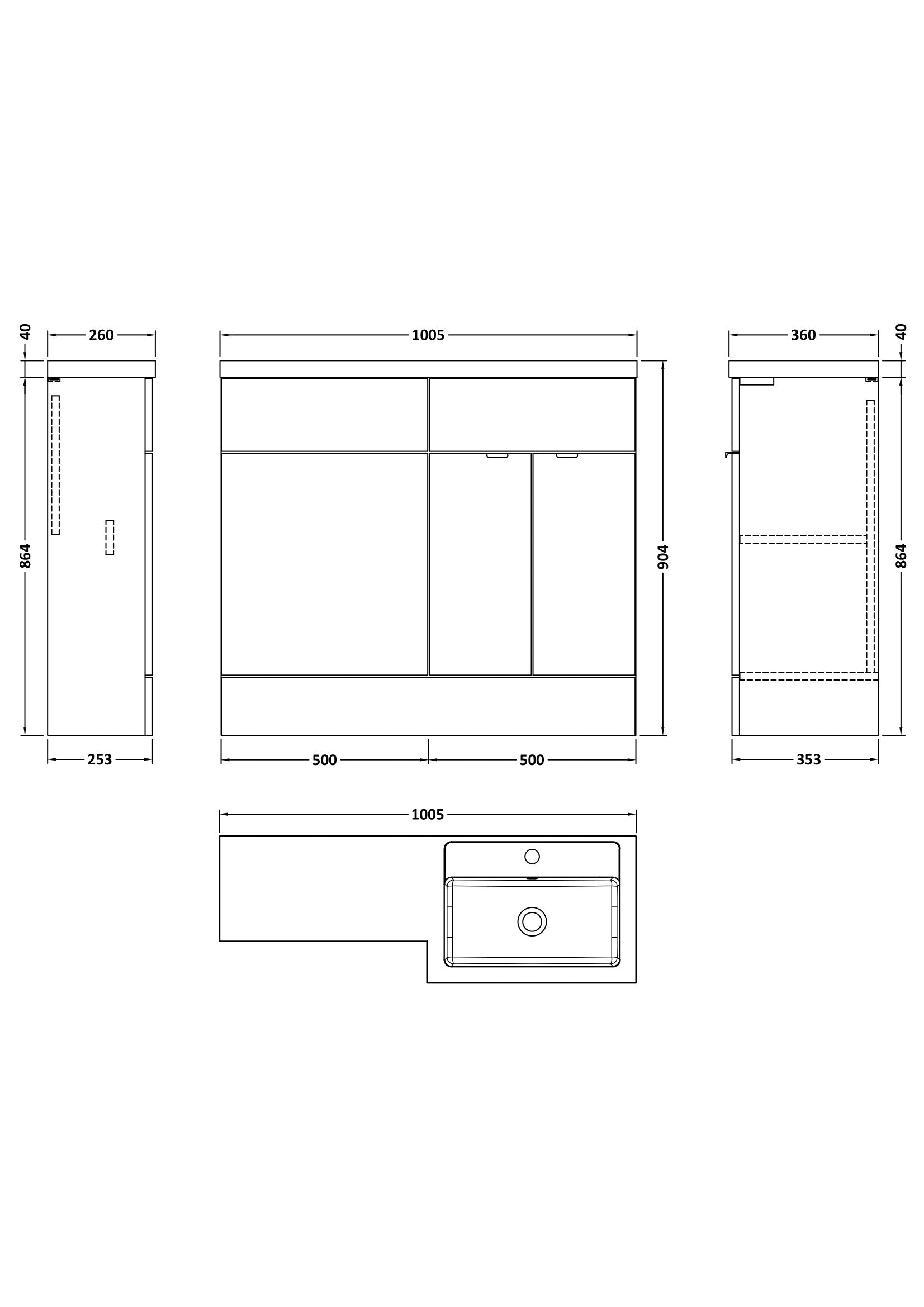 Hudson Reed Fusion 1000mm Bleached Oak Right Hand Combination Vanity Unit With Handles