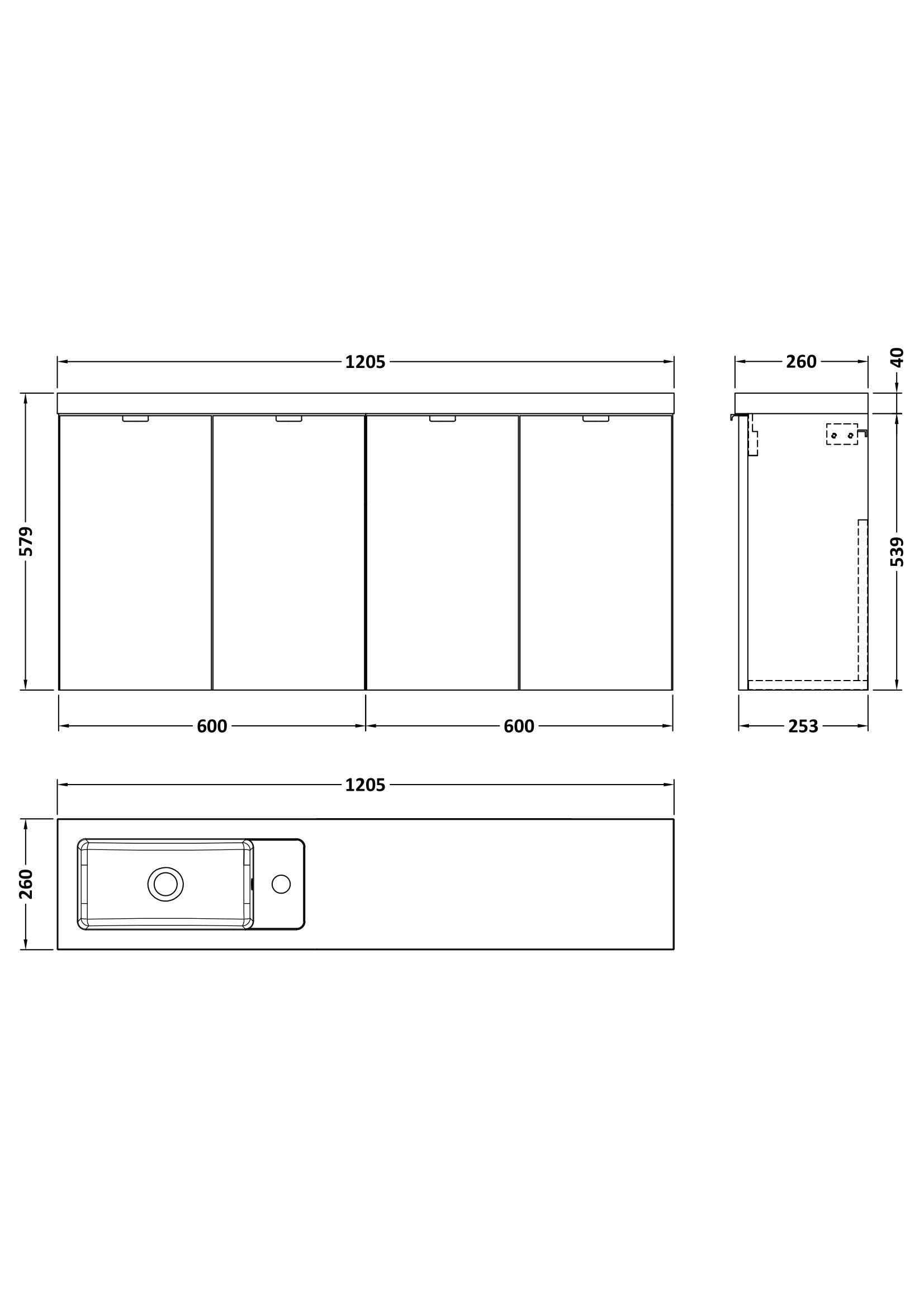 Hudson Reed Fusion 1200mm Bleached Oak Wall Hung 4-Door Vanity & Basin Soft Close Doors & Handles