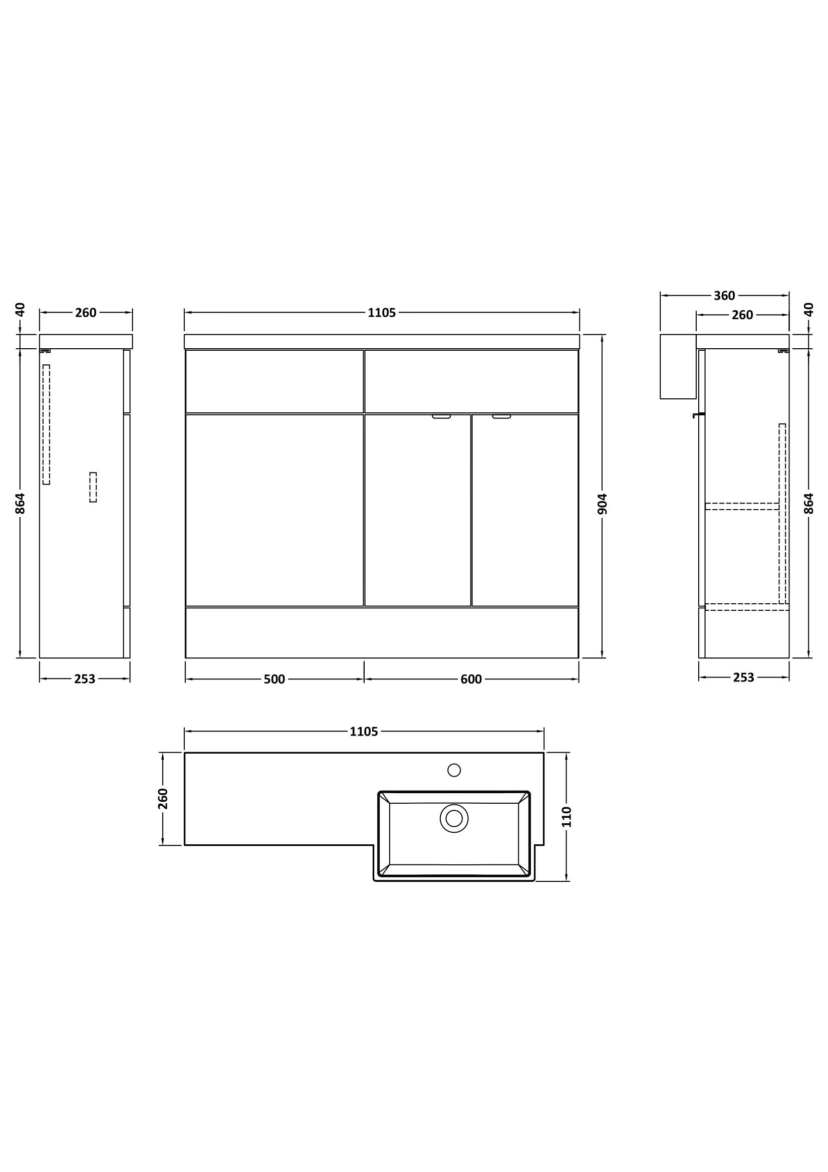 Hudson Reed Fusion 1100mm Bleached Oak Combination Unit with Semi Recessed Basin & Soft Close Doors