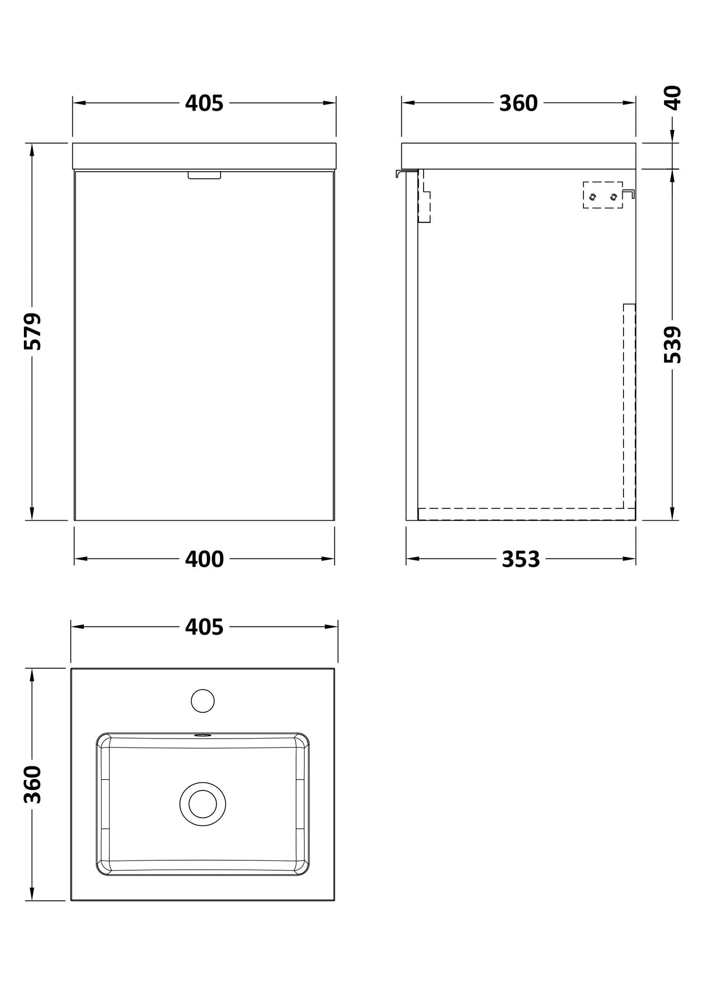 Hudson Reed Fusion 400mm Wall Hung 1 Door Vanity Unit & Basin With Soft Close Door