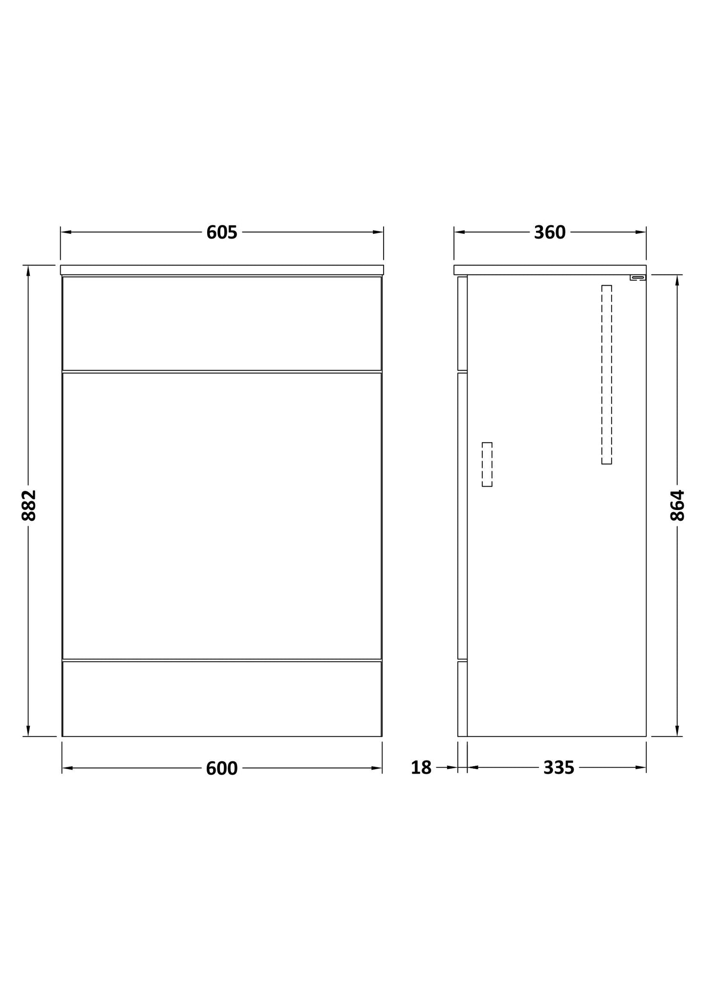 Hudson Reed Fusion 600mm Charcoal Black Rigid Floor Standing Toilet Unit With Coordinating Top