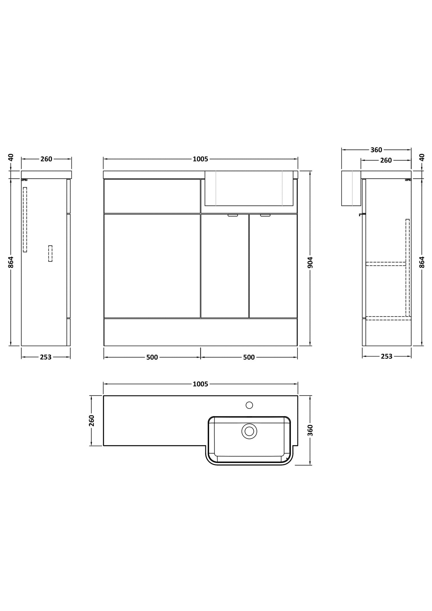 Hudson Reed Fusion 1000mm Gloss Grey Floor Standing Vanity & Toilet Combination with Right Hand Basin