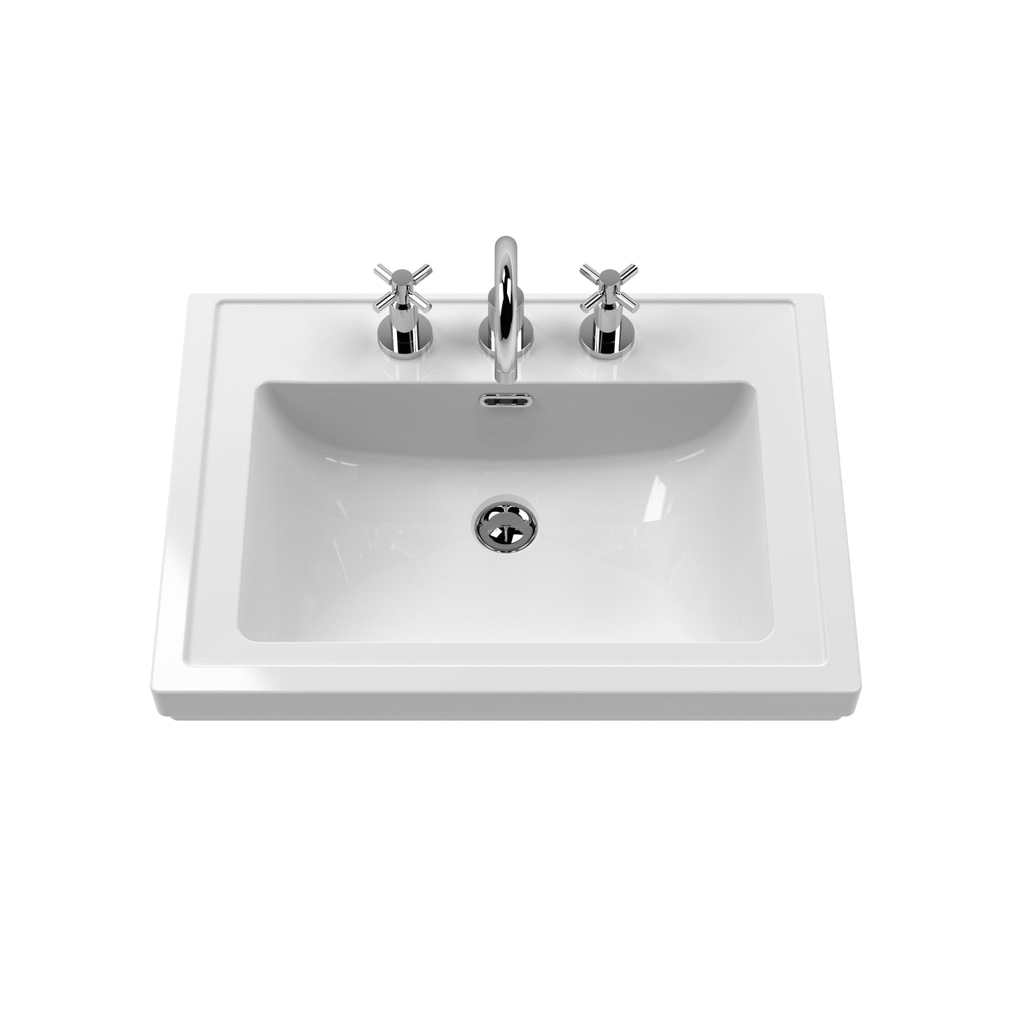 Hudson Reed Lille 600mm Wall Hung 2-Drawer Vanity Unit With 3 Tap Hole Basin