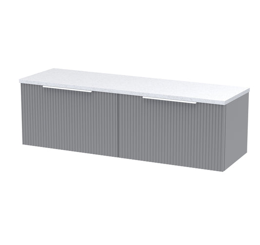 Hudson Reed Fluted 1200mm Wall Hung 2-Drawer Vanity Unit With Laminate Worktop