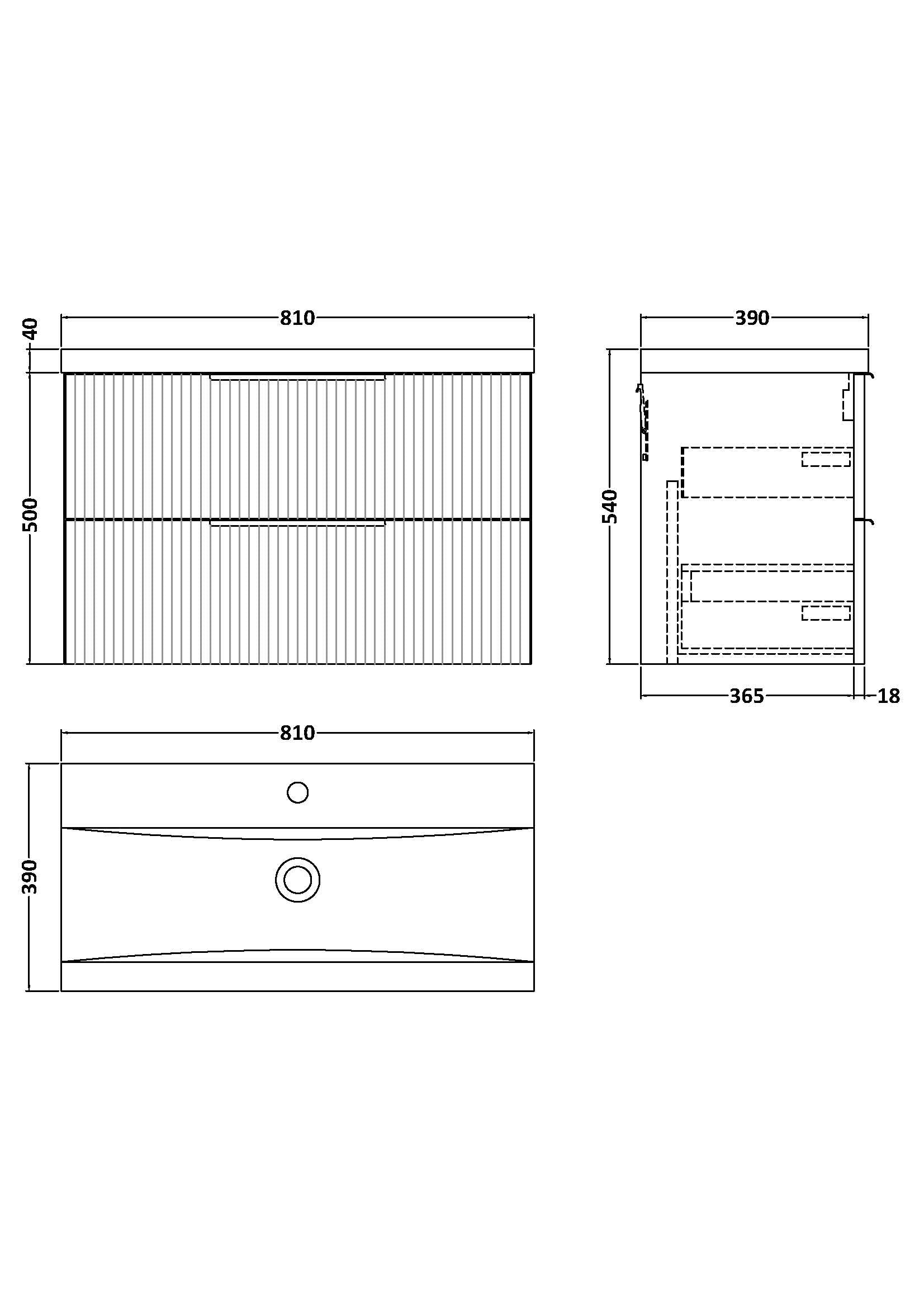 Hudson Reed Fluted 800mm Satin Grey Wall Hung 2-Drawer Vanity Unit Including Basin