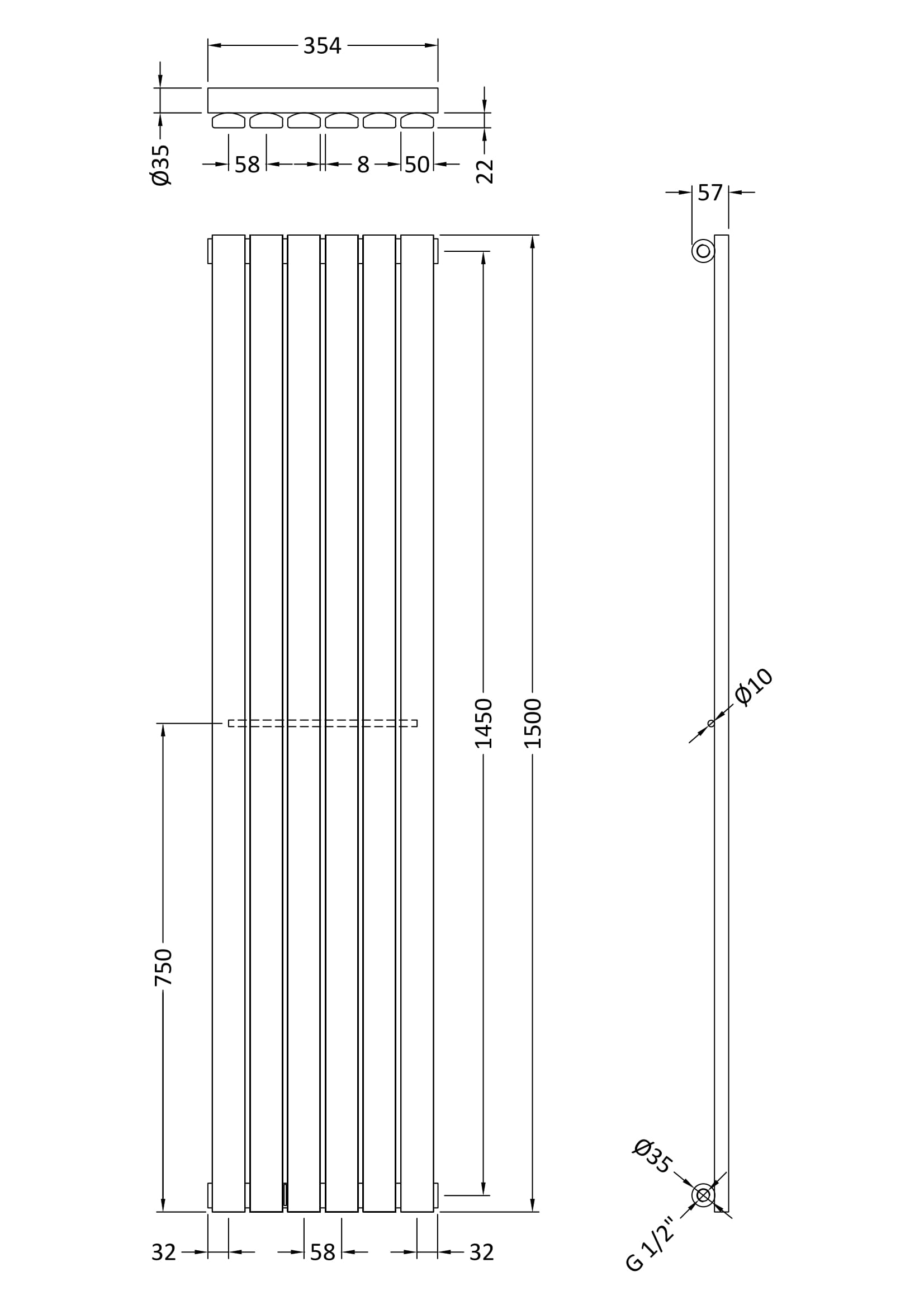 Vertical Single Panel 1500 x 354mm