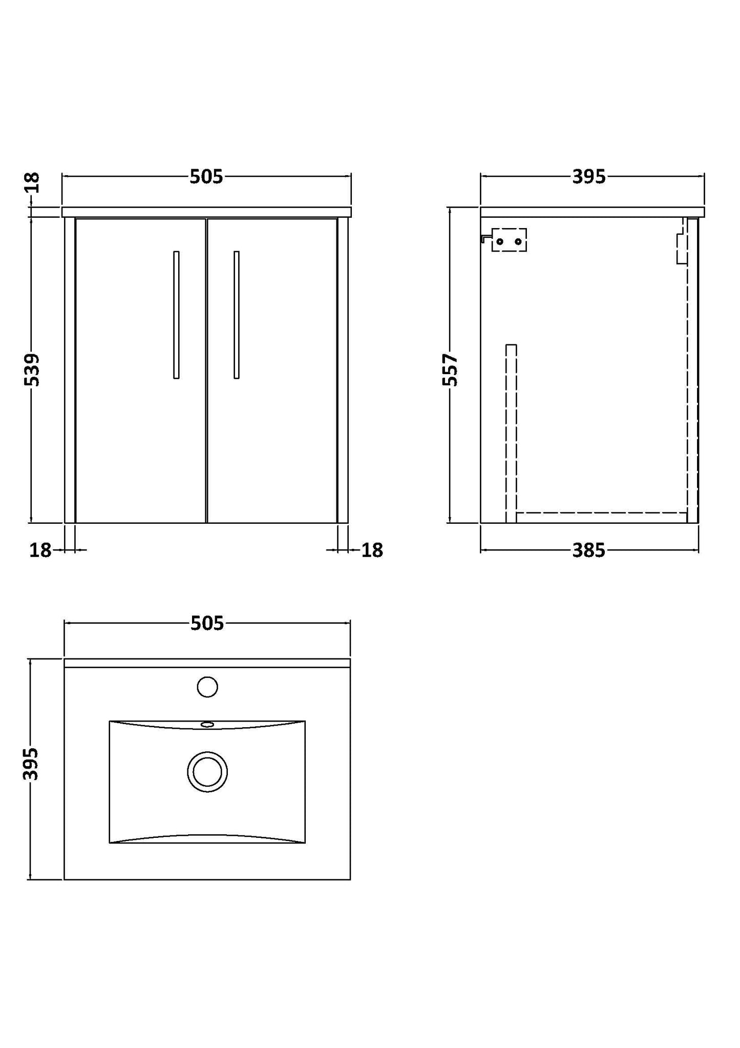 Hudson Reed Juno 500mm Autumn Oak Wall Hung 2-Door Vanity Unit & 1 Tap Hole Basin