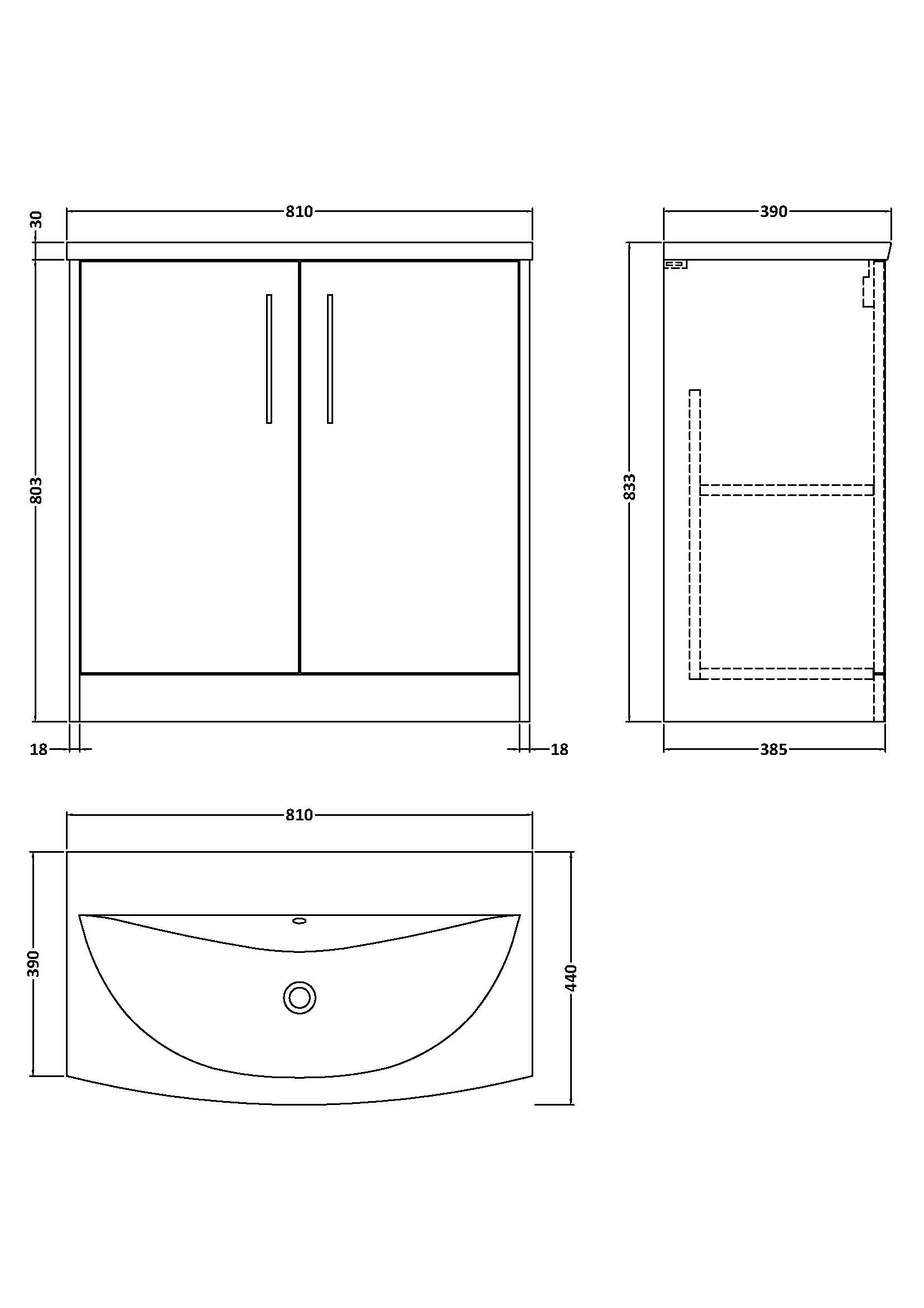 Hudson Reed Juno 800mm Graphite Grey Woodgrain Floor Standing 2-Door Vanity Unit Including Basin