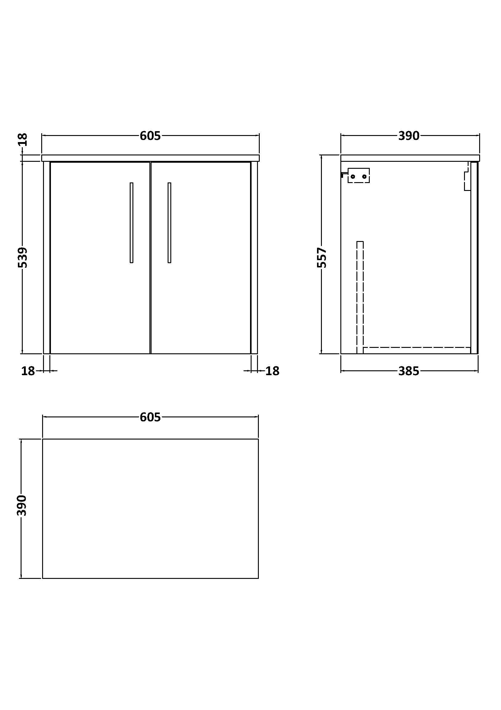 Hudson Reed Juno 600mm Coastal Grey Wall Hung 2-Door Vanity Unit With Worktop
