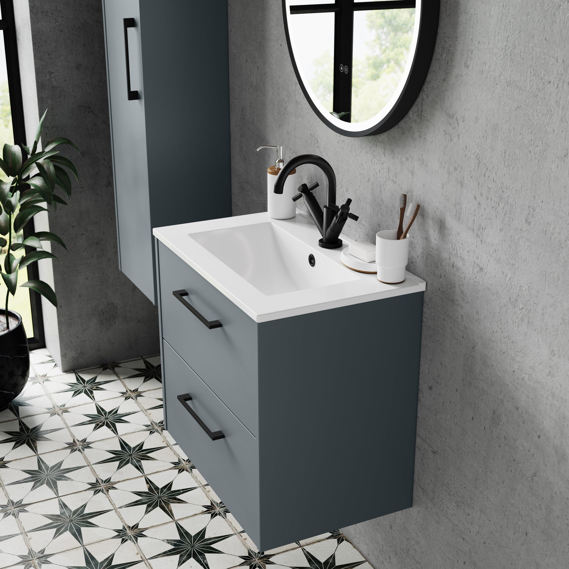 Hudson Reed Juno 800mm Wall Hung 2-Drawer Vanity Unit with 1 Tap Hole Basin