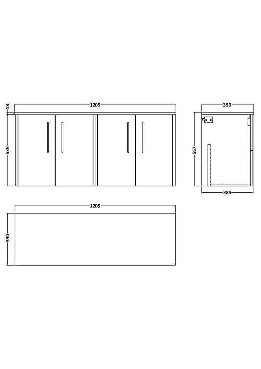 Hudson Reed Juno 1200mm Wall Hung Vanity Unit With Worktop