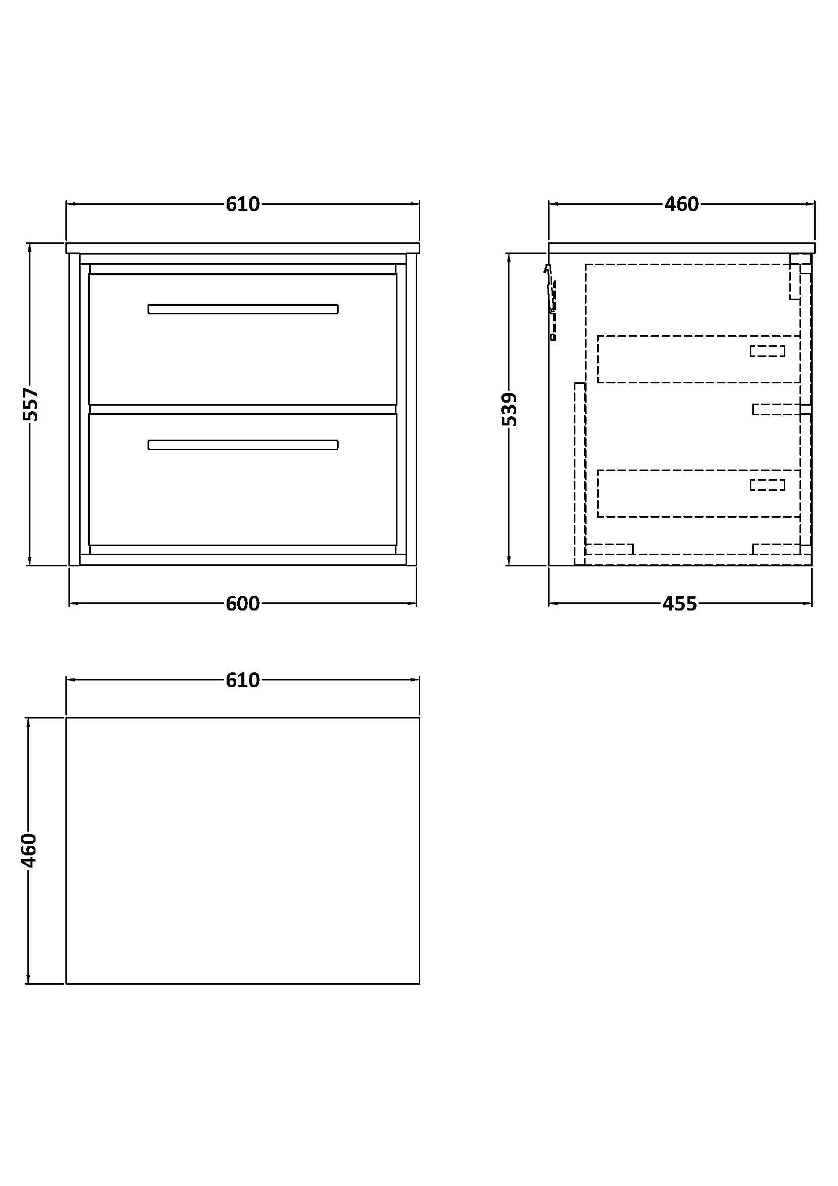 Hudson Reed Lille 600mm Graphite Grey Woodgrain Wall Hung 2-Drawer Vanity With Marble Worktop