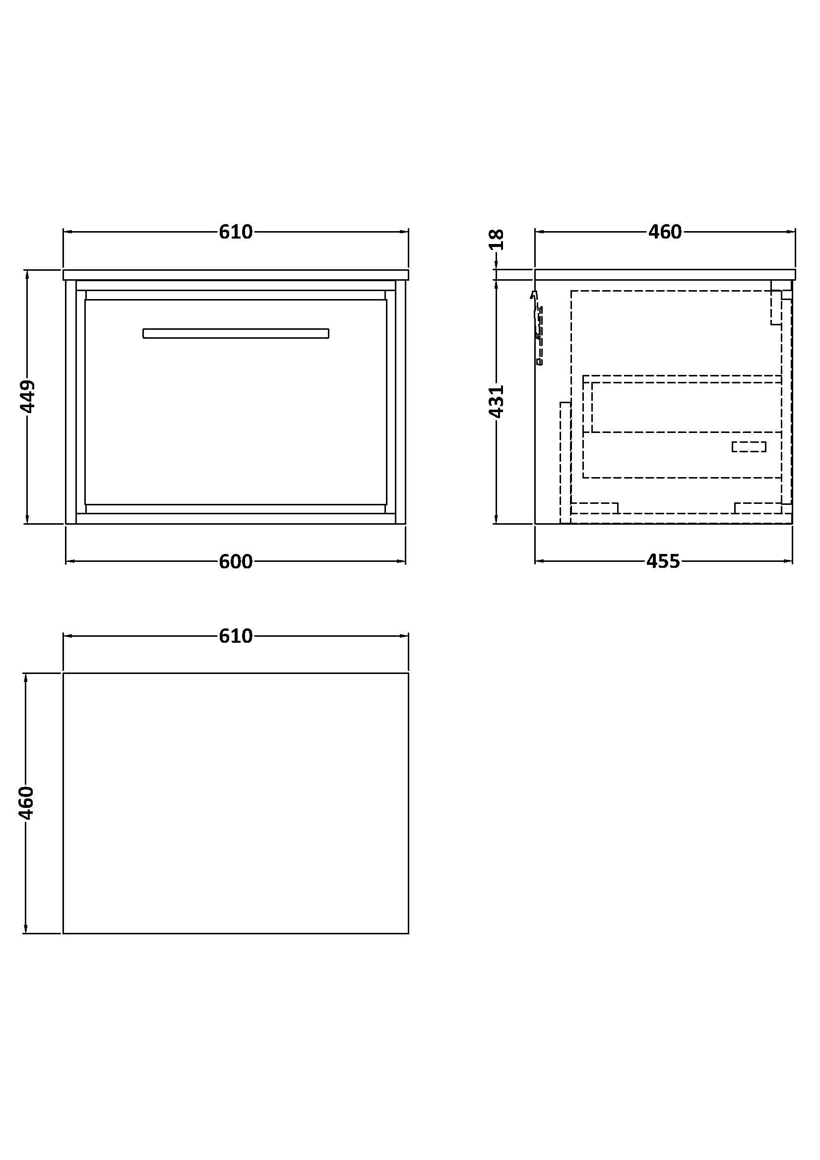 Hudson Reed Lille 600mm Antique Oak Wall Hung Single Drawer Vanity With Marble Worktop