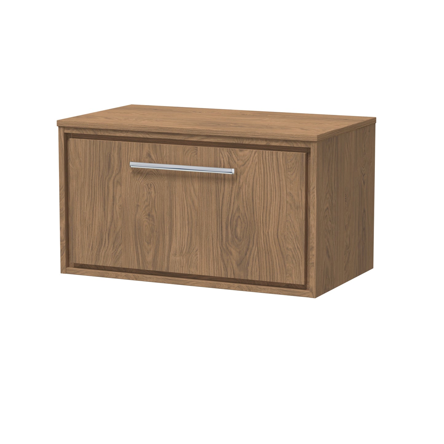 Hudson Reed Lille 800mm Antique Oak Wall Hung Single Drawer Vanity Unit With Worktop, Handle