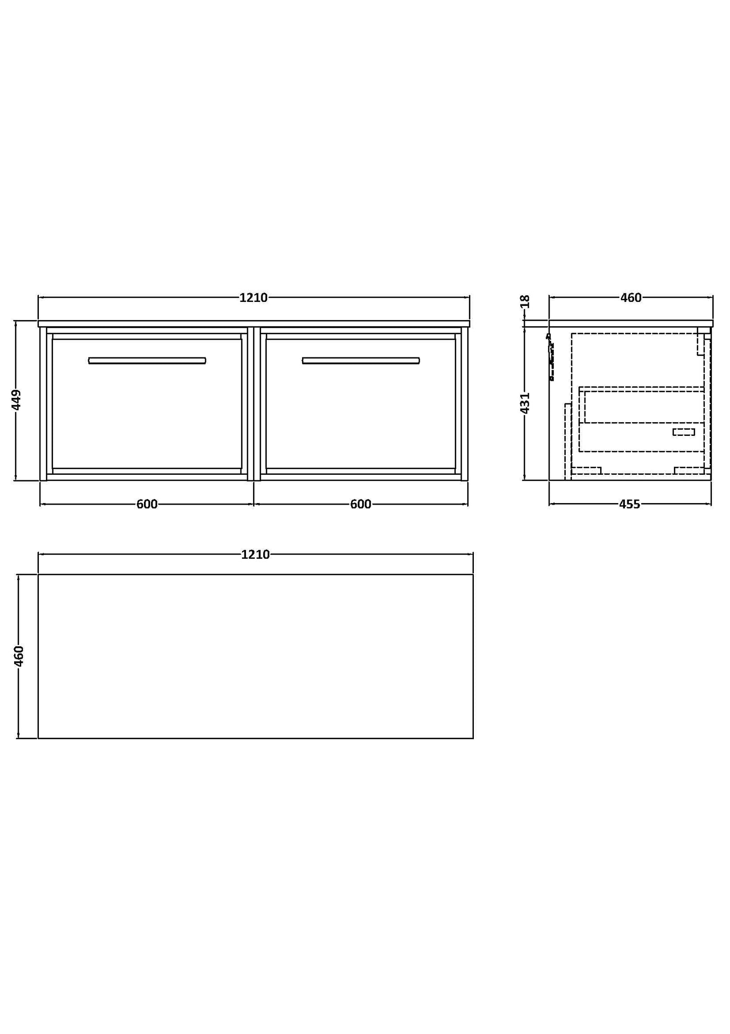Hudson Reed Lille 1200mm Wall Hung Single Drawer Vanity Unit With Marble Worktop