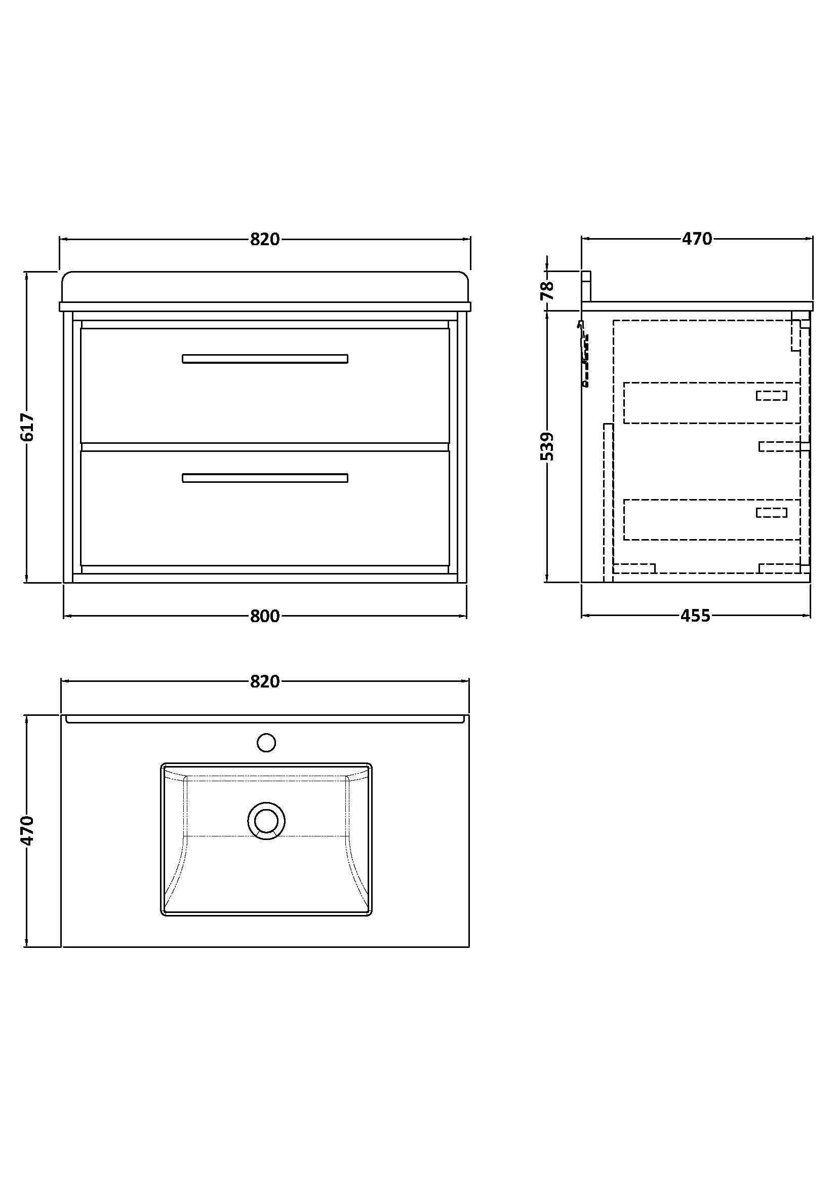 Hudson Reed Lille 800mm Wall Hung 2-Drawer Vanity Unit Marble Basin, 1 Tap Hole, Soft Close Drawers