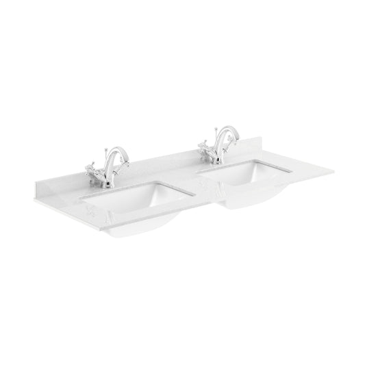 Hudson Reed Lille 1200mm Wall Hung 4-Drawer Vanity Unit With Double Marble Basins