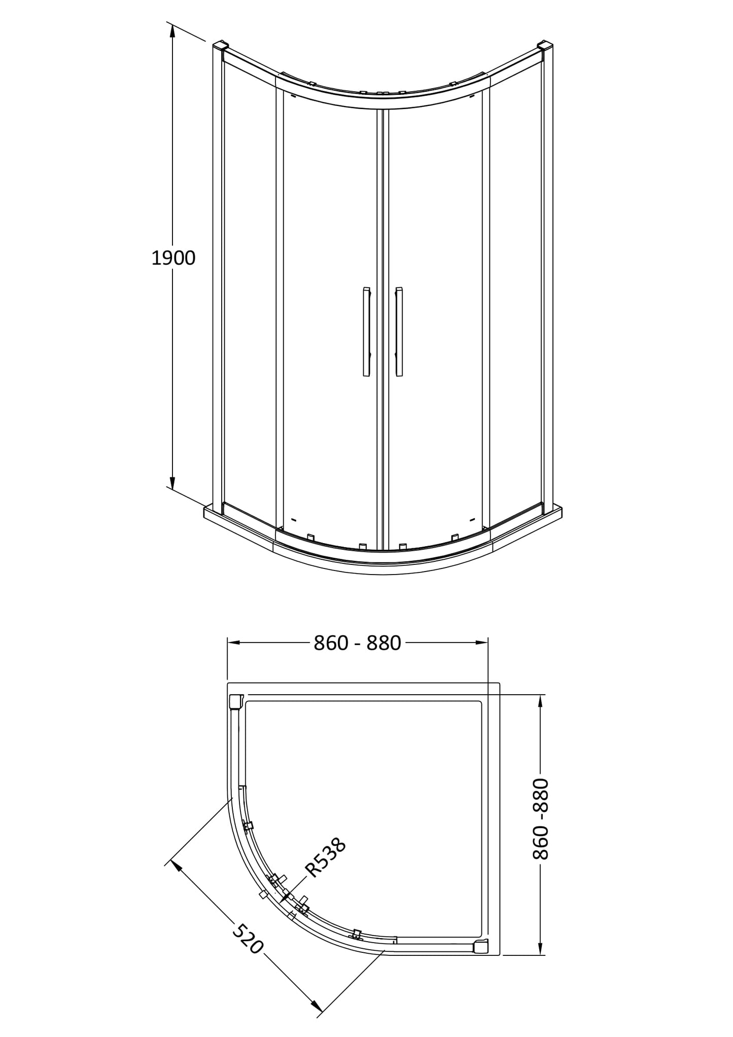 Apex 900mm Quadrant Enclosure