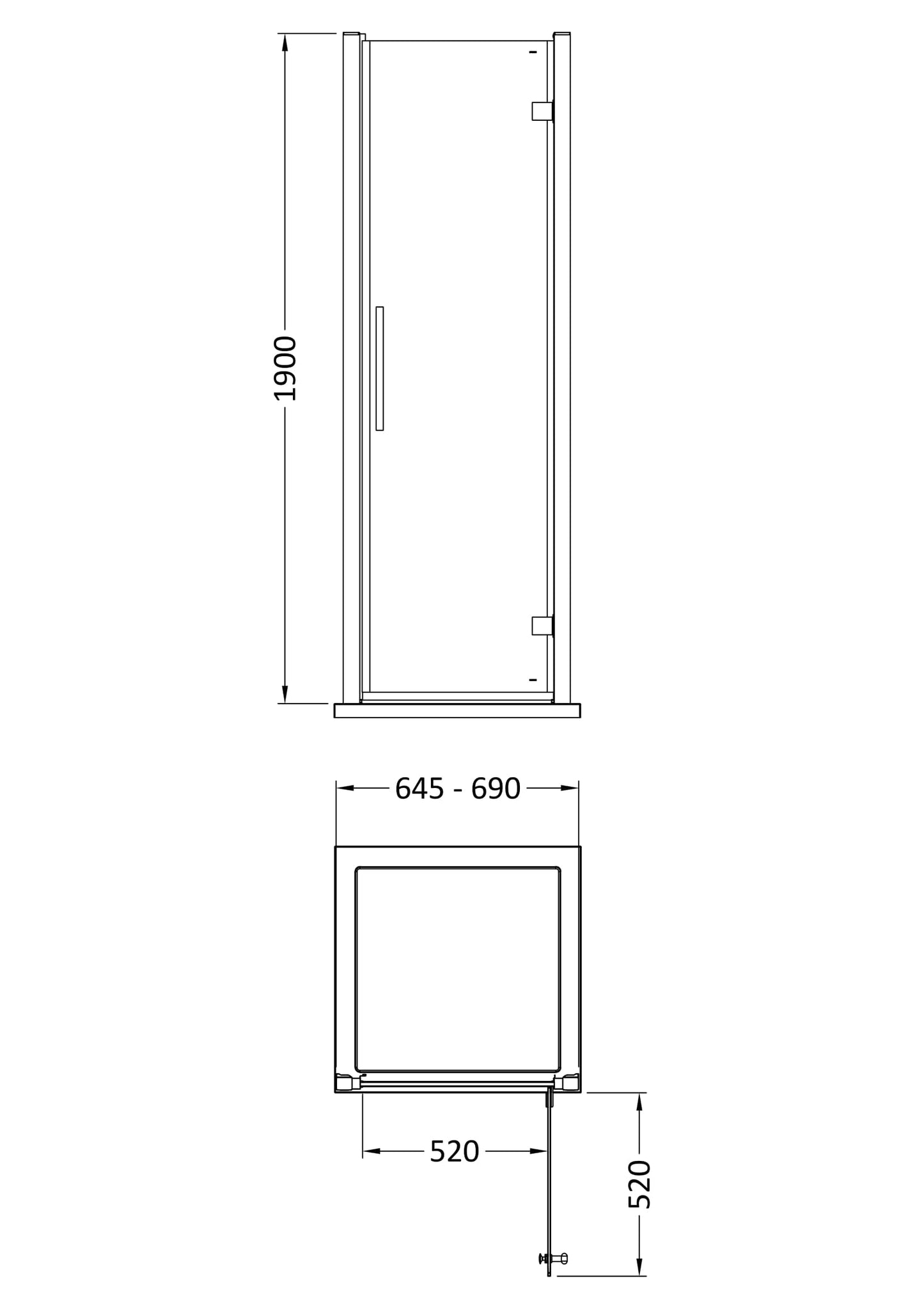 Apex 700mm Hinged Door