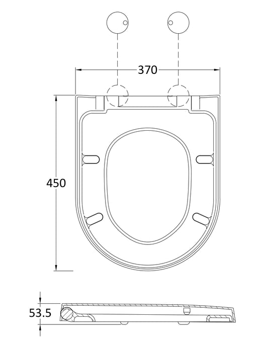 Hudson Reed D Shape Gloss White Soft Close Toilet Seat With Quick Release