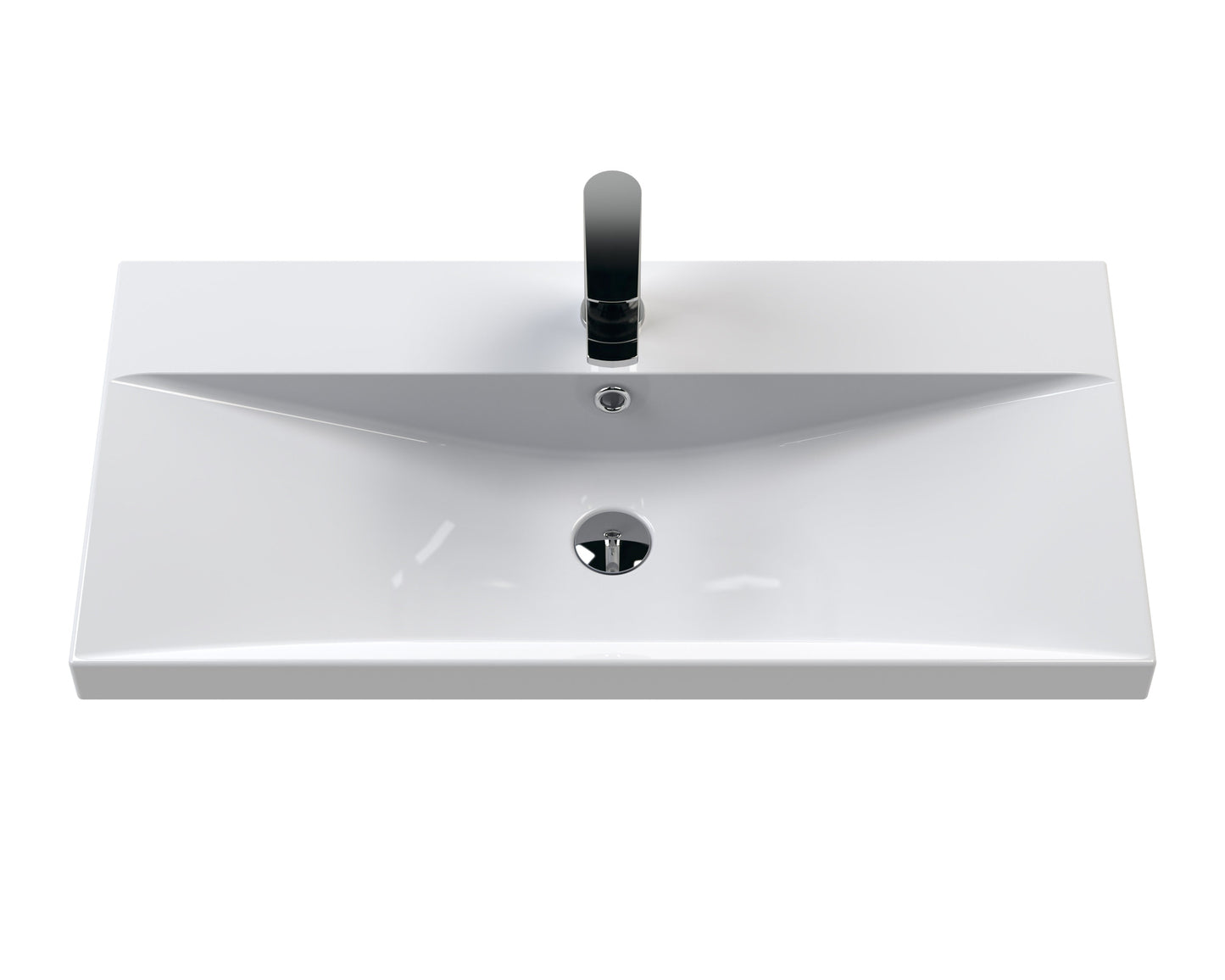 Hudson Reed Fluted 800mm Satin Green Wall Hung Single Drawer Vanity Unit With Thin-Edge Basin