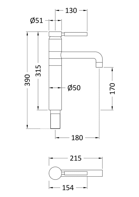 Tec Single Lever High Rise Mixer
