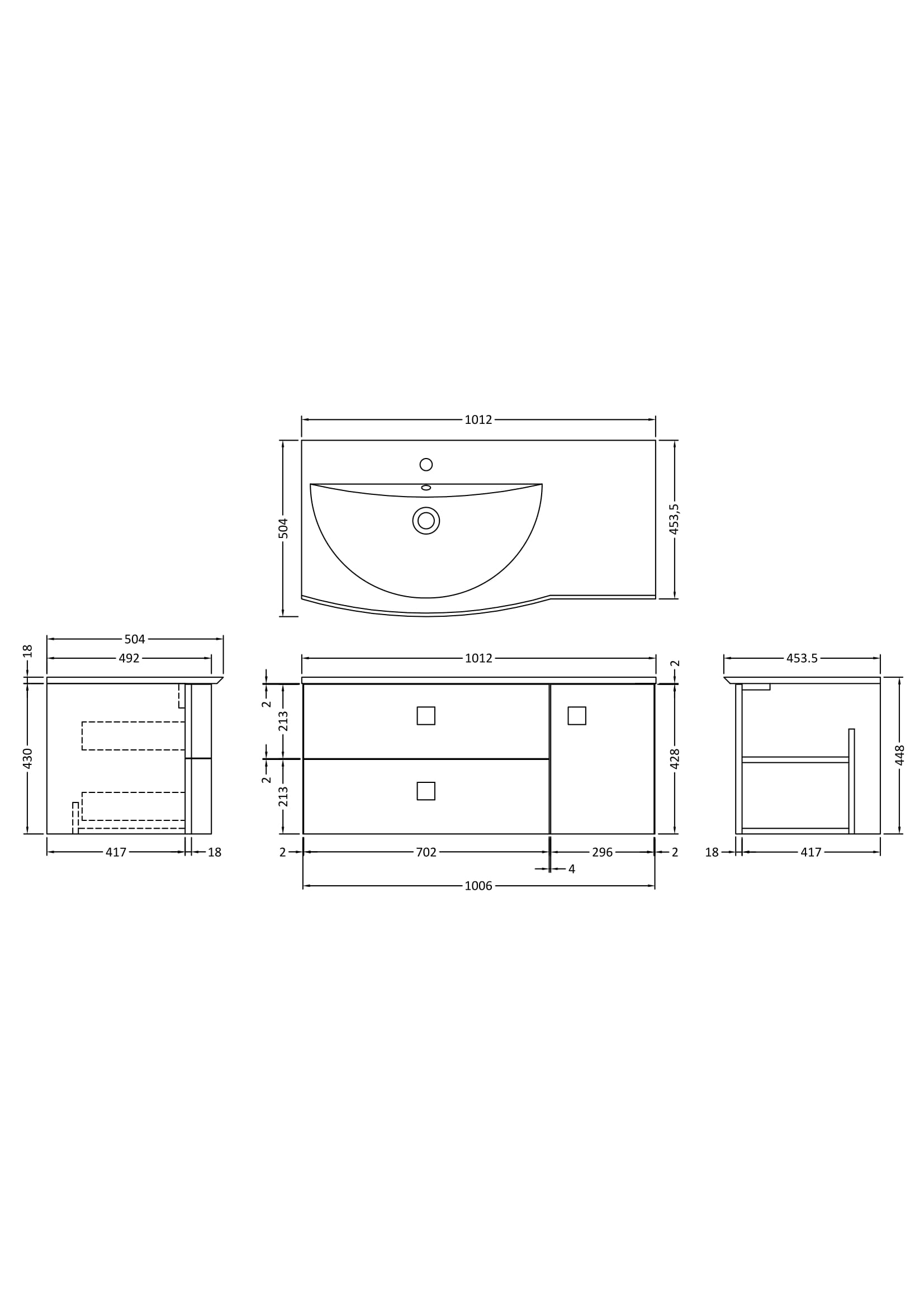 Hudson Reed Sarenna 1000mm Left Hand Wall Hung Vanity Unit With Polymarble Basin