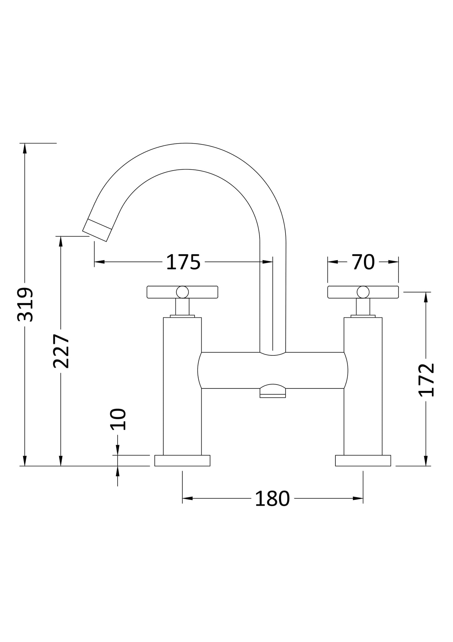 Tec Crosshead Bath Filler Matt Black