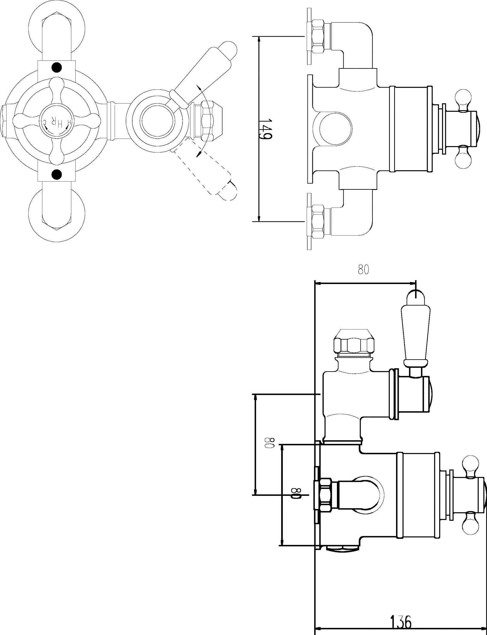 White Topaz Twin Thermostatic Shower Valve