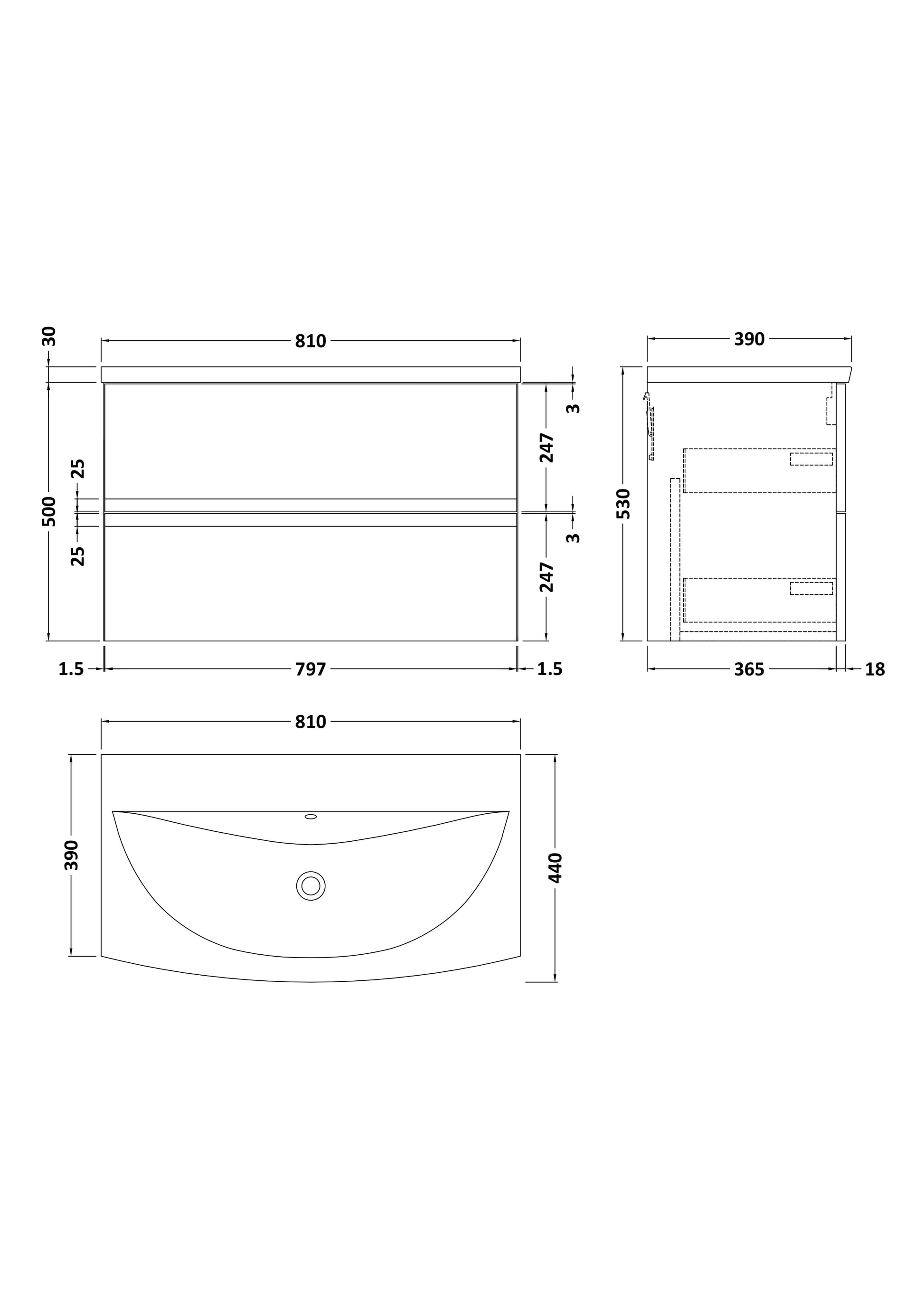 Hudson Reed Urban 810mm Wall Hung Vanity Unit With Curved Basin