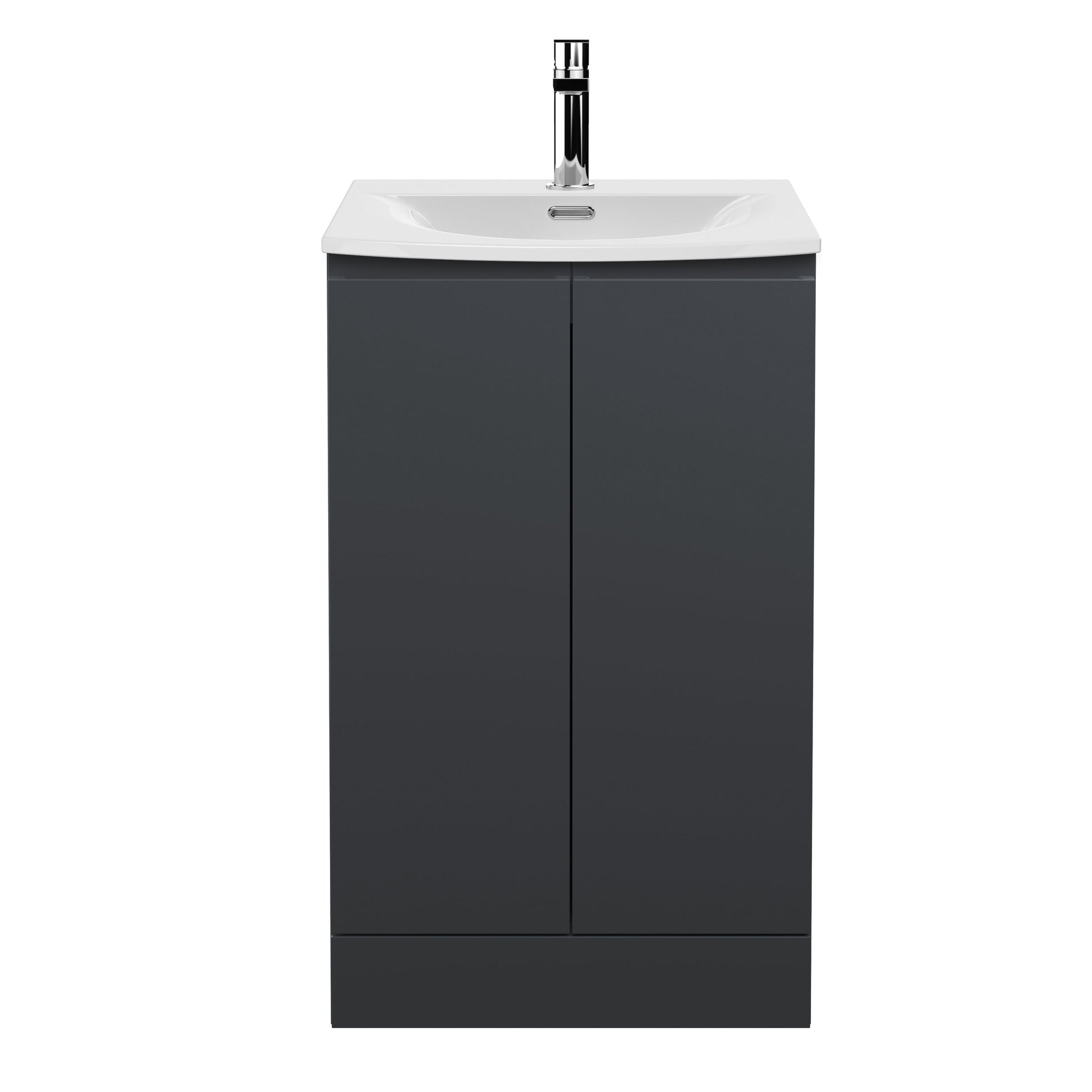Hudson Reed Urban 500mm Soft Black Floor Standing 2 Door Vanity Unit with Basin