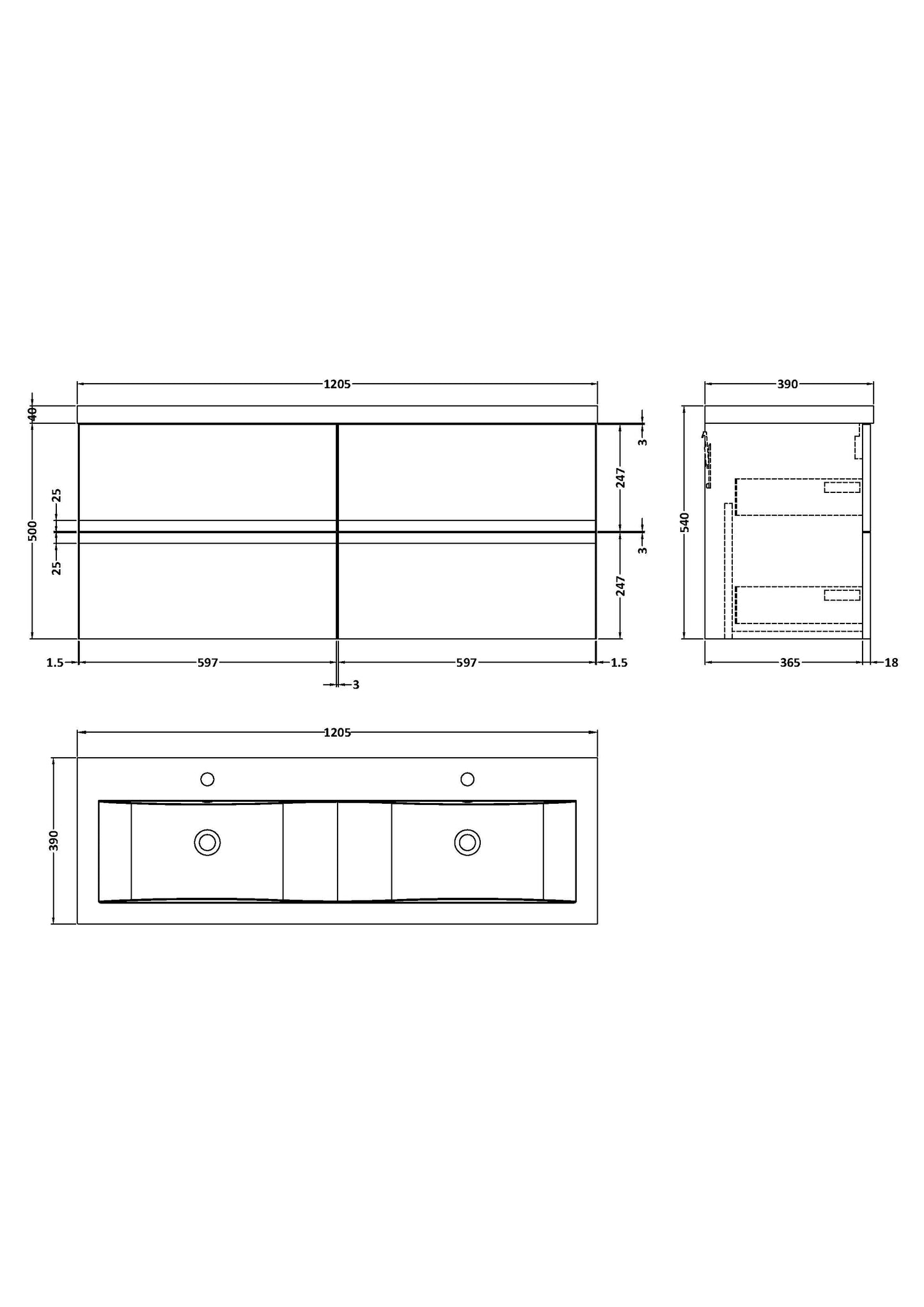 Hudson Reed Urban 1200mm Satin Blue Wall Hung 4-Drawer Vanity Unit With Double Ceramic Basin