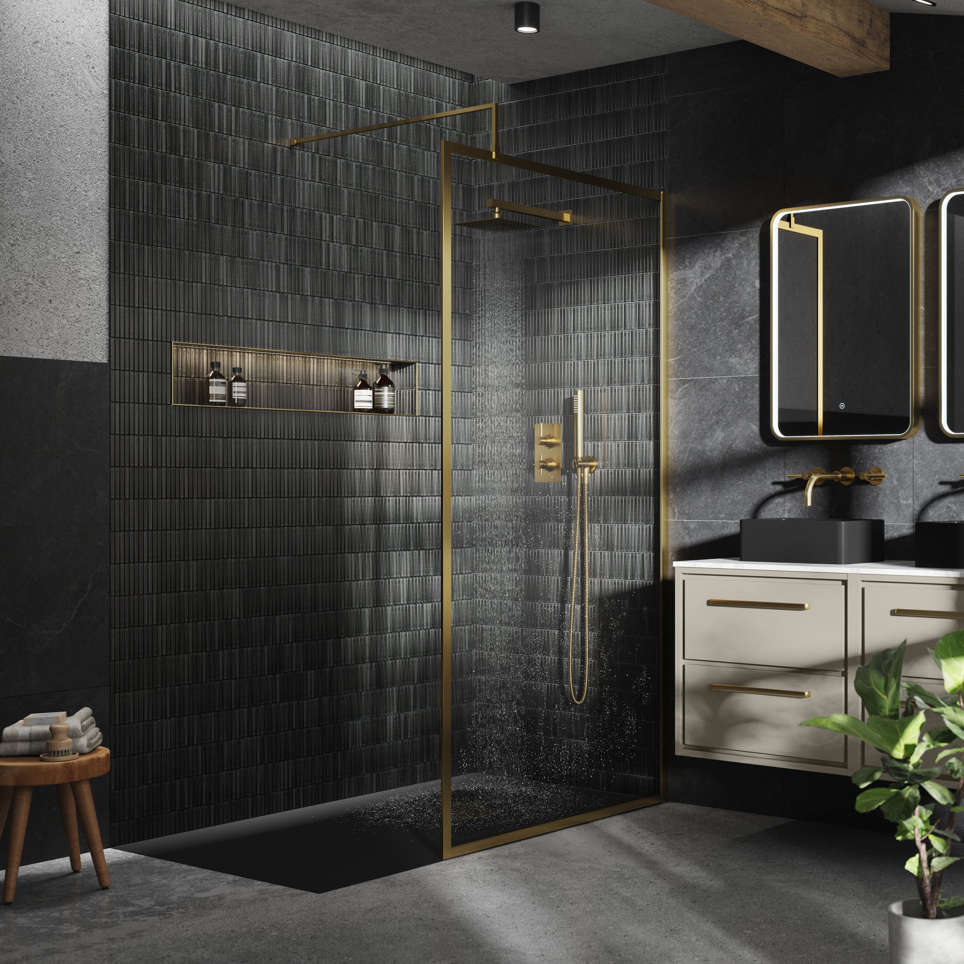 Full Outer Frame Wetroom Screens Full Outer Frame Wetroom 8mm Toughened Safety Glass Screen & Support Bar 1950mm x 700mm x 8mm