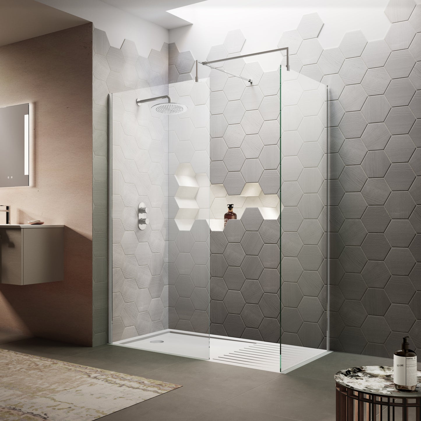 1100mm Wetroom Screen & Support Bar